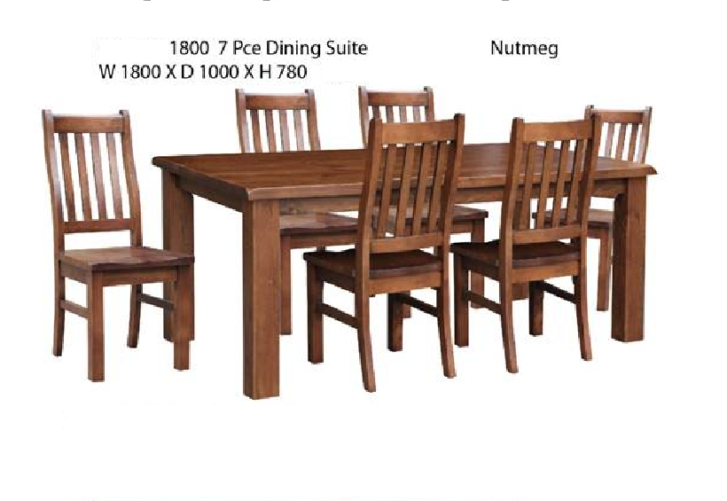 Jayden(3786) 7 Piece Dining Setting(MODEL - 7-5-15-18-7-9-1) - With 1800(W) X 1000(D) Table-nutmeg