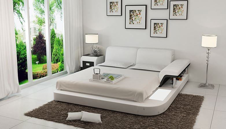 KING  ASHVILLE  MODERN LEATHER BED ( LB8806) - ASSORTED COLOURS AVAILABLE IN DIFFERENT  LEATHERS (COLOUR BOARD ATTACHED IN IMAGE SECTION)