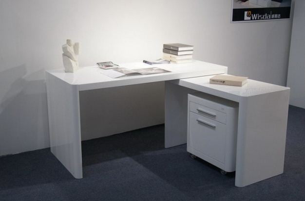 BOURKE  DESK  WITH RETURN AND FILING  (WD-302)  -  1500(W) X 700(D) -  HIGH GLOSS  WHITE