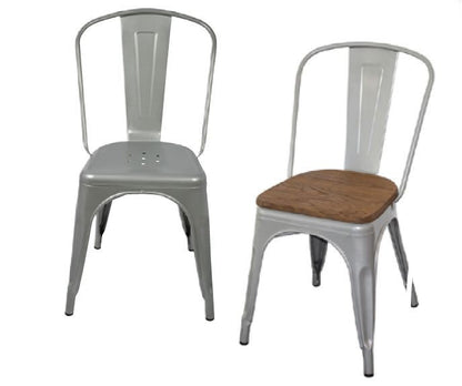 TOLEDO CHAIR WITH ADDITIONAL TIMBER SEAT - SILVER