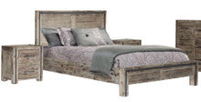 SWAN QUEEN HARDWOOD 3 PIECE BEDSIDE BEDROOM SUITE - (19-20-15-3-11-25-1-18-4)- BRUSHED GUM