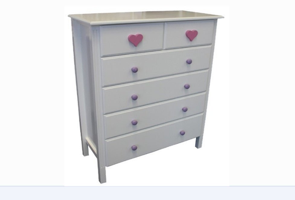 Sophia Tallboy With 6 Drawers And Standard Wooden Knobs (NOT AS PICTURED) 1220(H) X 970(W) - Priced In Assorted Colours (VIC ASH AND PINE OPTIONS ALSO AVAILABLE - PRICE ON APPLICATION) - Customisation Available