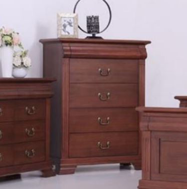 Bradley 4 Drawer Tallboy Chest (MODEL:3-1-18-15-12-9-14-5) - As Pictured