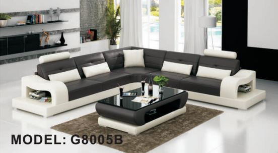 ELLERTON (G8005B) CORNER LOUNGE SUITE + COFFEE TABLE - CHOICE OF LEATHER AND ASSORTED COLOURS AVAILABLE