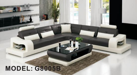 ELLERTON (G8005B) CORNER LOUNGE SUITE + COFFEE TABLE - CHOICE OF LEATHER AND ASSORTED COLOURS AVAILABLE