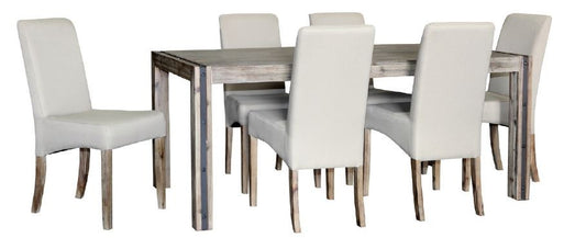SWAN  7 PIECE  HARDWOOD DINING  SETTING 1800(L) X 900(W) -BRUSHED GUM