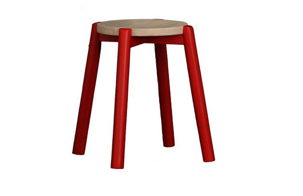 WILLOW (BR048ROWSRD) WOODEN ROUND BARSTOOL / KITCHEN BENCH  - SEAT: 480(H) - RED  / WASHED