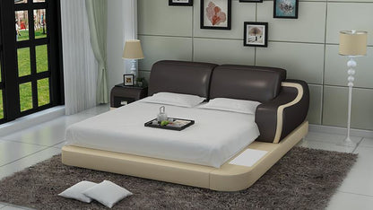 QUEEN  LIVINGSTON MODERN LEATHER BED ( LB8803) - ASSORTED COLORS AVAILABLE IN DIFFERENT  LEATHERS (COLOUR BOARD ATTACHED IN IMAGE SECTION)