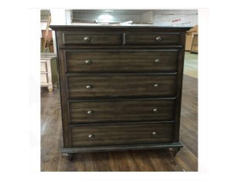 Ruden (8221) 6 Drawers Tallboy Chest (MODEL - 7-5-15-18-7-9-1) -1180(H) X 1915(W) - Burnished Cherry