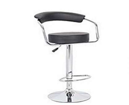 CONTEMPORARY  HALF MOON LEATHERETTE  BAR STOOLS - (BARS-22BK-ONE)   - SEAT: 860-1090(H) - BLACK