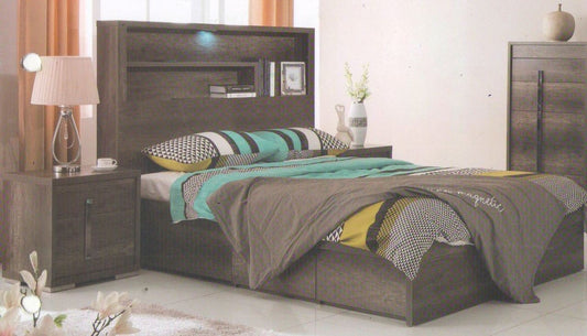 Jesuit Queen 3 Piece (BEDSIDE) Bedroom Suite - (MODEL:12-9-2-18-1-18-25) - Charcoal