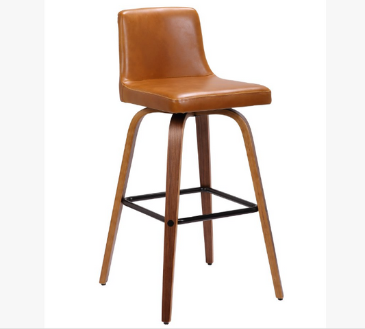 MATERA BENTWOOD LEATHERETTE BAR STOOLS - SEAT:710(H) - WALNUT