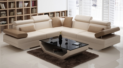 GORICA 5 SEATER CORNER LOUNGE SUITE WITH MATCHING COFFEE TABLE (K5009B) - CHOICE OF LEATHER AND ASSORTED COLOURS AVAILABLE