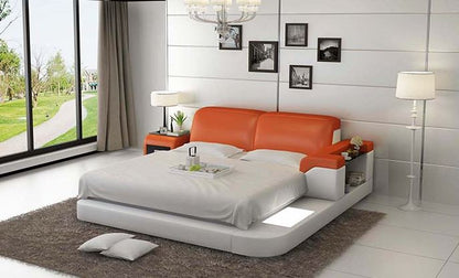 KING COLOMBUS  MODERN LEATHER BED ( LB8807) - ASSORTED COLOURS AVAILABLE IN DIFFERENT  LEATHERS (COLOUR BOARD ATTACHED IN IMAGE SECTION)