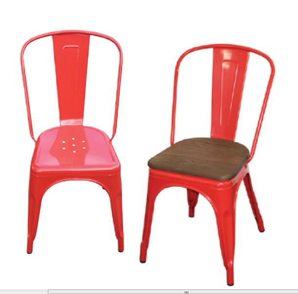 TOLEDO CHAIR WITH ADDITIONAL TIMBER SEAT - RED