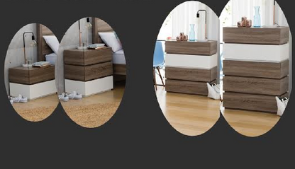 CUBIST   QUEEN     3  PIECE  BEDSIDE   BEDROOM SUITE- (MODEL:LS-118) MOCHA