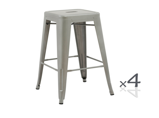 TOLIX RETRO SET OF 4  CAFE BAR STOOLS (ZWF-4CBS-30)  - SEAT 750(H) - SILVER