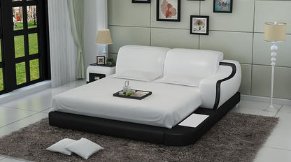 QUEEN  LIVINGSTON MODERN LEATHER BED ( LB8803) - ASSORTED COLORS AVAILABLE IN DIFFERENT  LEATHERS (COLOUR BOARD ATTACHED IN IMAGE SECTION)