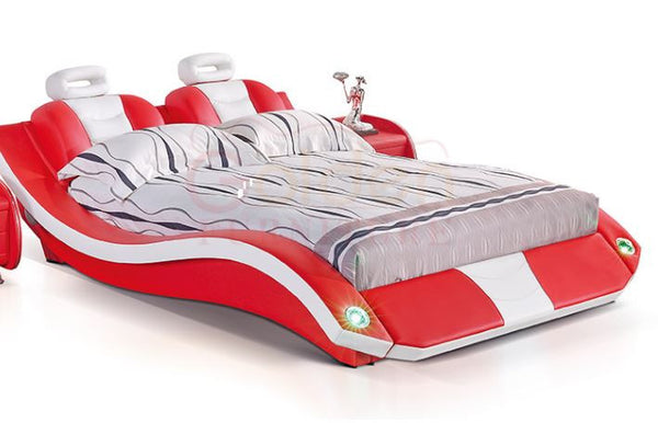 KING BENNY  LEATHERETTE BED WITH LED LIGHTS AND SPEAKER  (G1043#) - ASSORTED COLORS