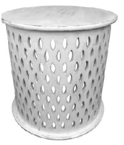 MOSAIC ROUND  LAMP / SIDE TABLE - WHITE