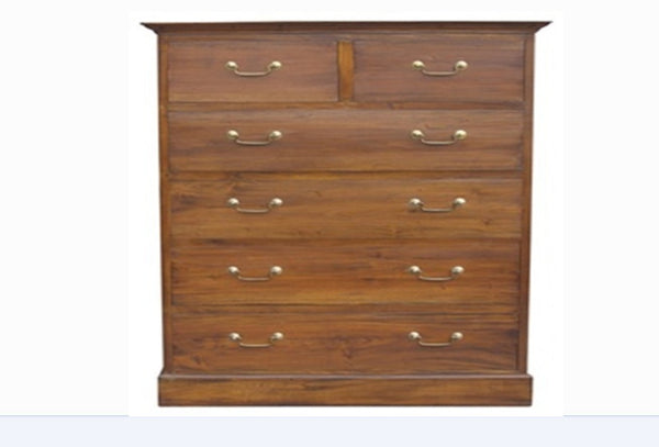 TASMANIA 6 DRAWER TALLBOY  (TB 006 PN  ) - 1400(H) X 1100(W)- MAHOGANY OR CHOCOLATE