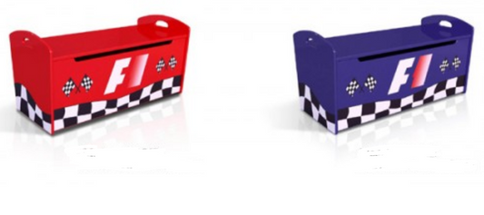 RACER CHILDREN TOY BOX - RED OR BLUE