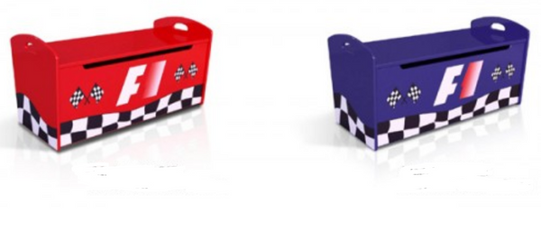 RACER CHILDREN TOY BOX - RED OR BLUE