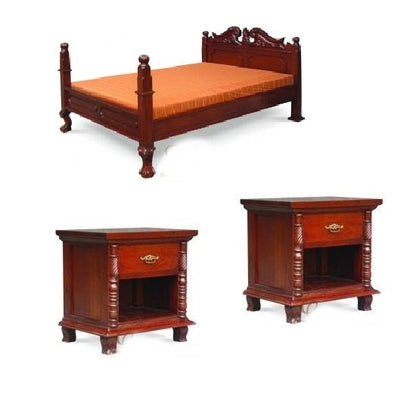 JEPARA QUEEN  4 POSTER(BS 400 CV) 3 PIECE BEDSIDE BEDROOM SUITE- MAHOGANY