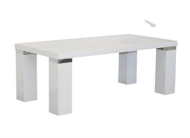 WAVERLEY COFFEE TABLE WITH CHUNKY LEGS & CHROME TRIM - 1200(W) X 600(D) - HIGH GLOSS WHITE