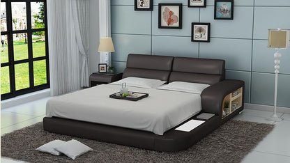 KING  MERIDAN MODERN LEATHER BED ( LB8805) - ASSORTED COLOURS AVAILABLE IN DIFFERENT  LEATHERS (COLOUR BOARD ATTACHED IN IMAGE SECTION)