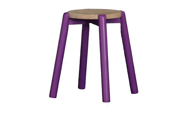 WILLOW (BR048RO) WOODEN ROUND BARSTOOL / KITCHEN BENCH - SEAT: 480(H) - PURPLE / WASHED