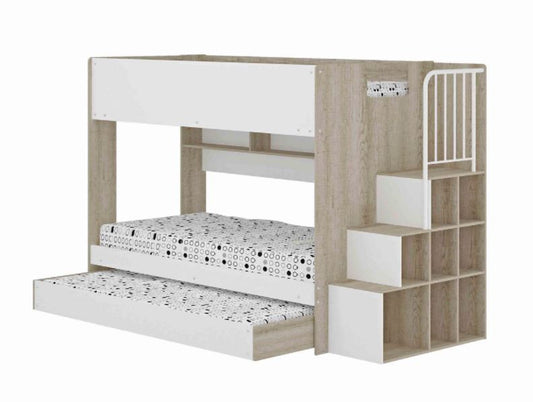 MERIVAR  TRIO SINGLE BUNK  (1-12-5-24-9-19)  - OAK & WHITE