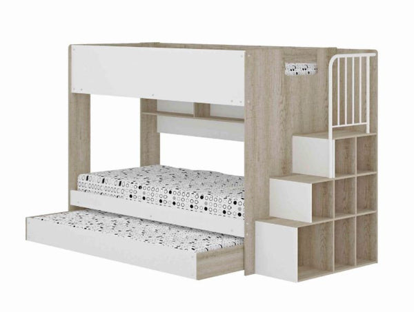 MERIVAR  TRIO SINGLE BUNK  (1-12-5-24-9-19)  - OAK & WHITE