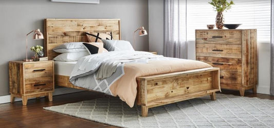 Antartica King Single 3 Piece (BEDSIDE) With Panel Bedhead Bedroom Suite - Rustic