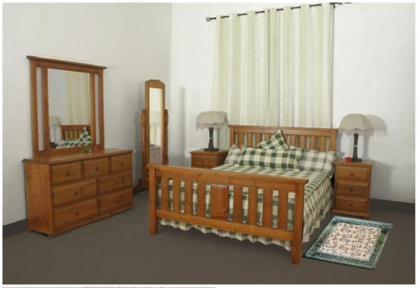 LUNAMIS SINGLE OR KING SINGLE 5 PIECE   BEDROOM SUITE  (MODEL 3-8-1-12-20-15-14) -  AVAILABLE IN CHESTNUT OR WALNUT