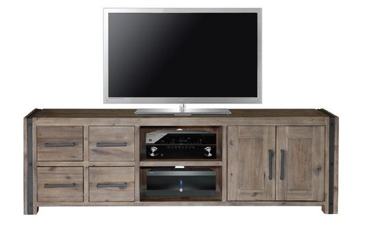 Swan (3563) Acacia Hardwood 2 Doors & 4 Drawers TV Unit - 605(H) X 1900(W)- (19-20-15-3-11-25-1-18-4)- Brushed Gum