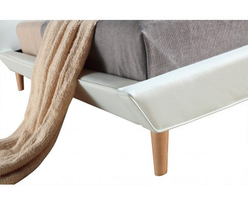 DELUXE QUEEN LEATHERETTE BED FRAME WITH TUFTED HEADBOARD - WHITE