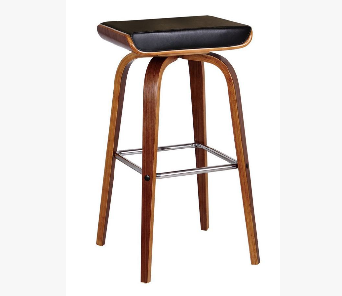 LUCCA BENTWOOD LEATHERETTE BAR STOOLS - SEAT:700(H) - (SET OF 2) - BLACK