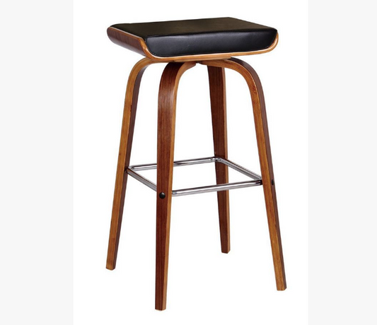 LUCCA BENTWOOD LEATHERETTE BAR STOOLS - SEAT:700(H) - (SET OF 2) - BLACK