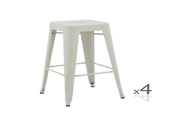 TOLIX RETRO  SET OF 4 BAR STOOLS - SEAT: 750(H) -  (ZWF-4CBS-30)  - WHITE