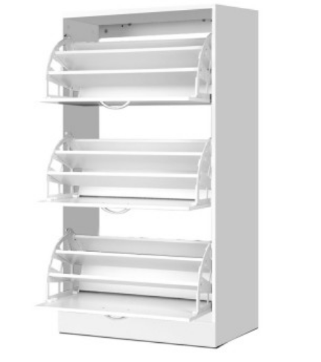 GLASSGOGH3 TIER SHOE CABINET -  WHITE