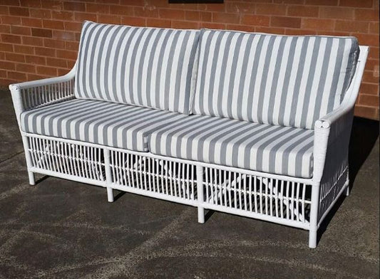 COLOMBUS 2 SEATER LOUNGE (DET795L) WITH STRIPY CUSHIONS - WHITE
