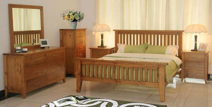 DAKOTA SINGLE 4 PIECE   BEDROOM SUITE  ( MODEL - 4-5-22-15-14-16-15-18-19)  - CHESTNUT OR WALNUT