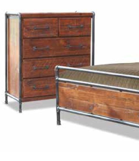 HARBOUR TUBE INDUSTRIAL TALLBOY CHEST - LIGHT ROUGH SAWN