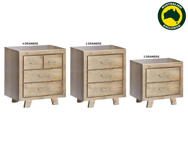 CARNIVAL (AUSSIE MADE) BEDSIDE TABLE COLLECTION - ASSORTED STAINED COLOURS - STARTING FROM $449