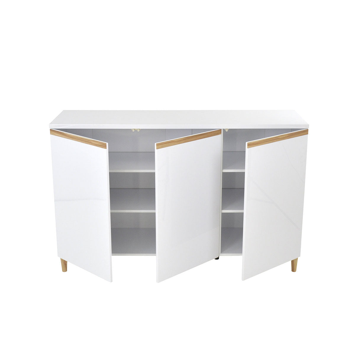 CARRIE 3 DOORS BUFFET - 900(H) x 1500(W) -  HIGH GLOSS WHITE / CYPRESS TRIM