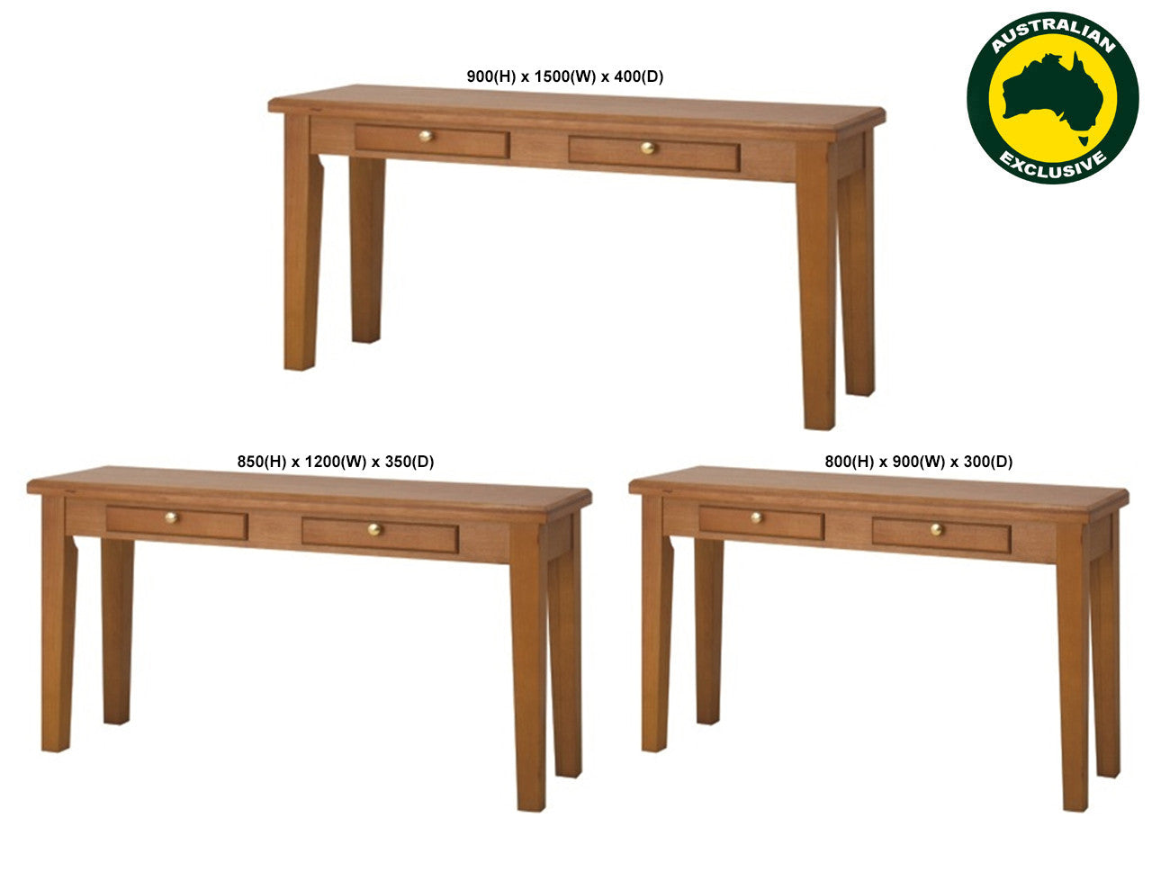 Catalina (AUSSIE MADE) Hall Table Collection - Tassie Oak Combination - Assorted Stained Colours