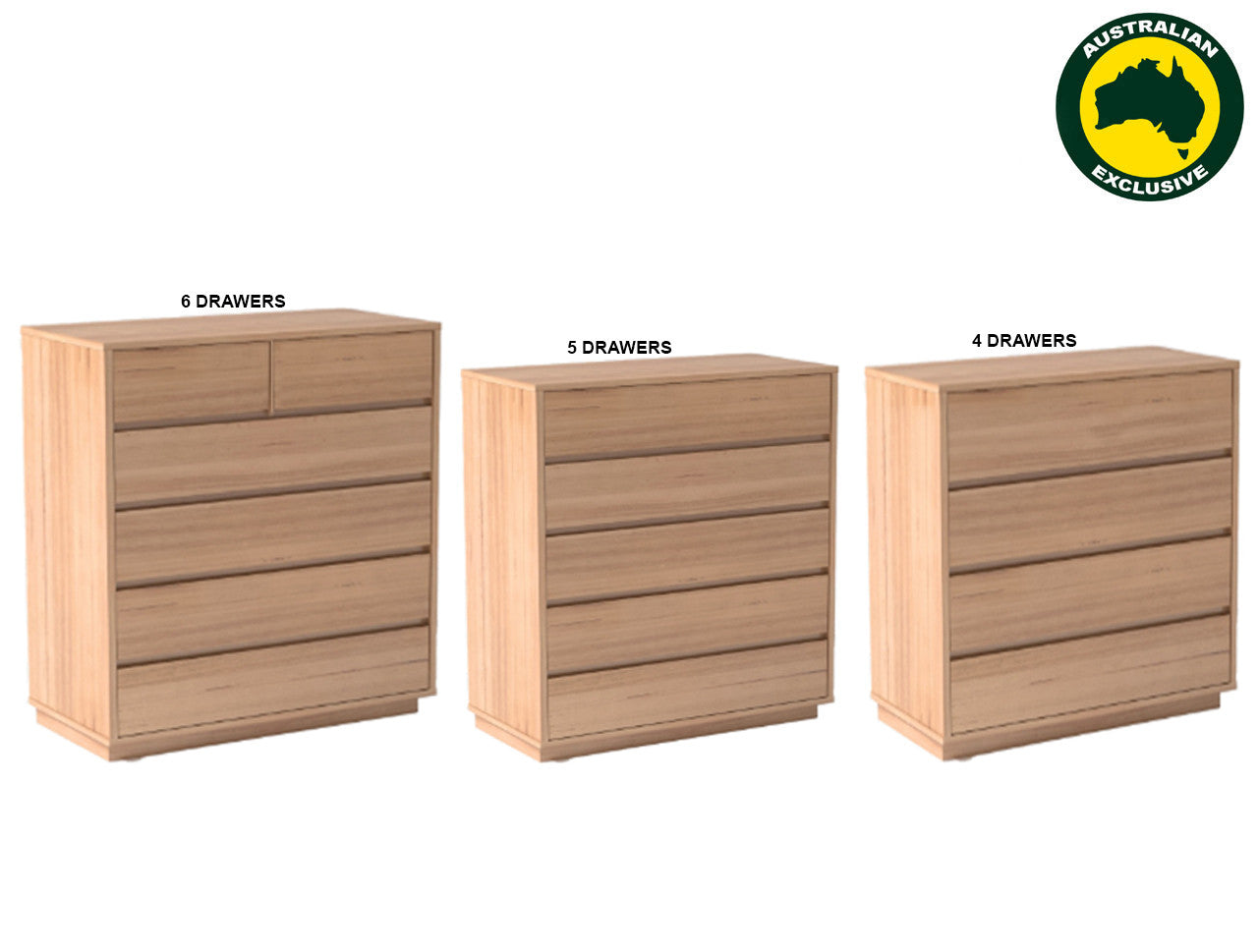 Catherine (AUSSIE MADE) Tallboy Collection - Tassie Oak With Floating Base Combination - Assorted Stained Colours