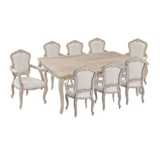 BICHIR 9 PIECE DINING SETTING (ARM CHAIR) 2200(W) -  WHITE WASHED