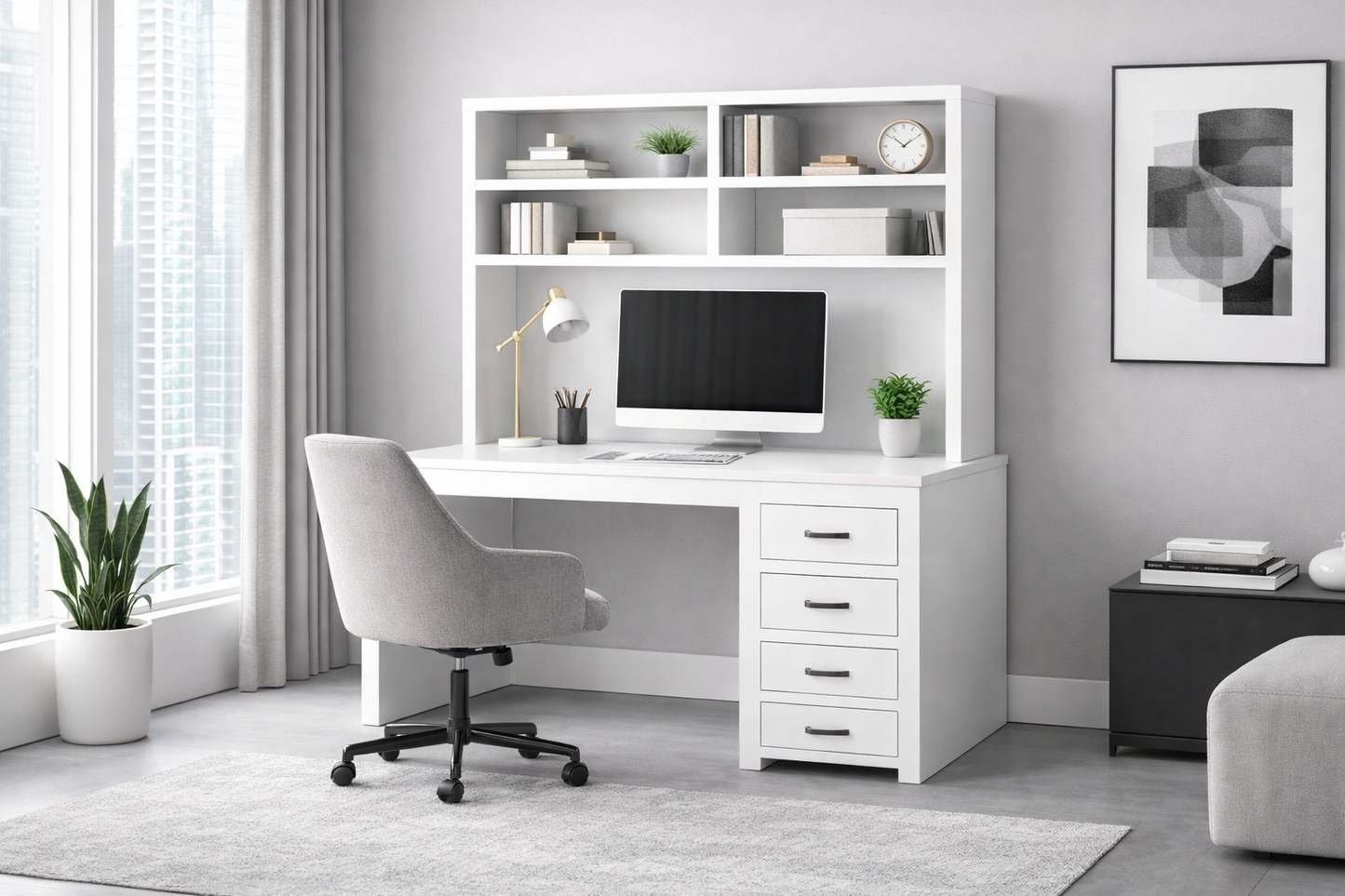 Bustin (CUSTOM MADE) 4 Drawer Desk And Hutch - Assorted Colours